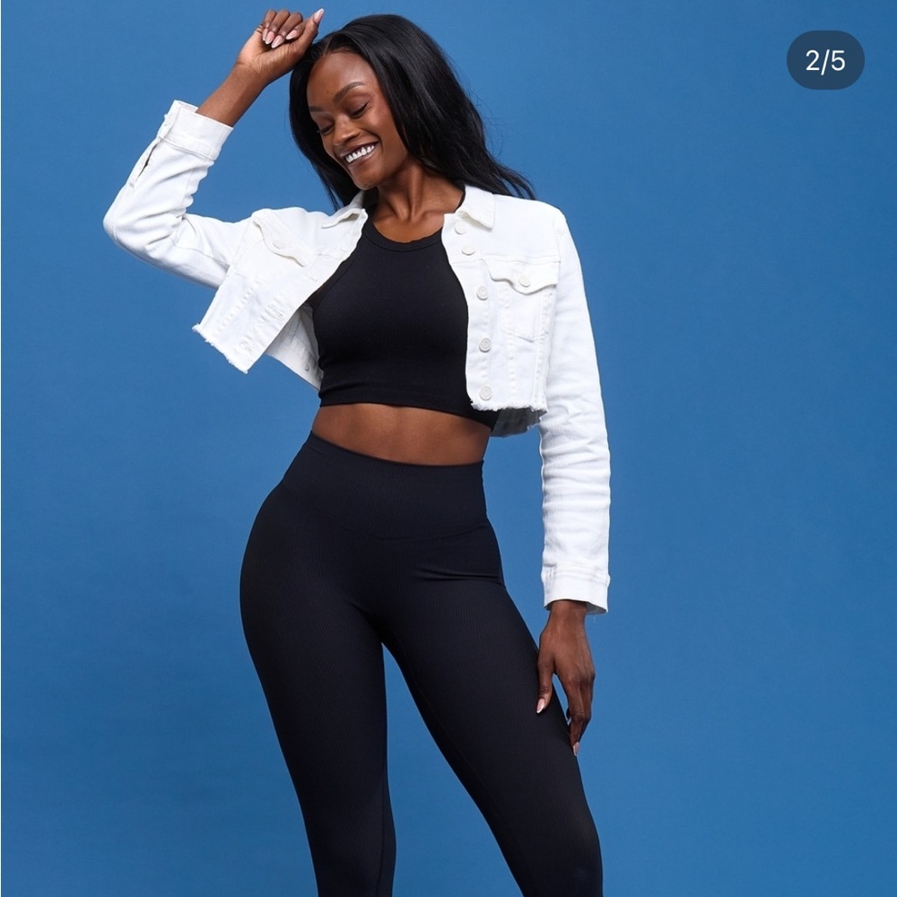 Buffbunny Desire cropped white denim jacket
